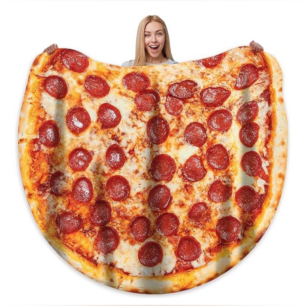 Novelty Pizza Blanket Double Sided Pepperoni Cheese Pizza Blanket 71 inches NEW